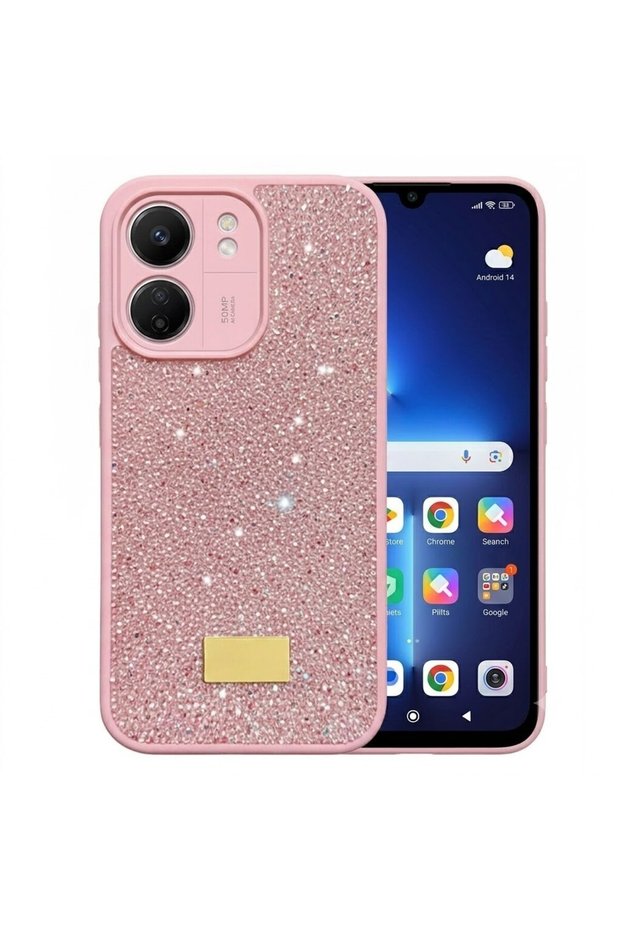 Xiaomi Poco C65 Case Silicone Edged Stone Shiny Lux Diamond Cover