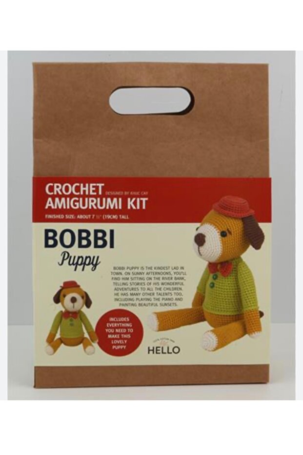 Amigurumi Kit Dog Bobbi Puppy Finished Size 19 cm