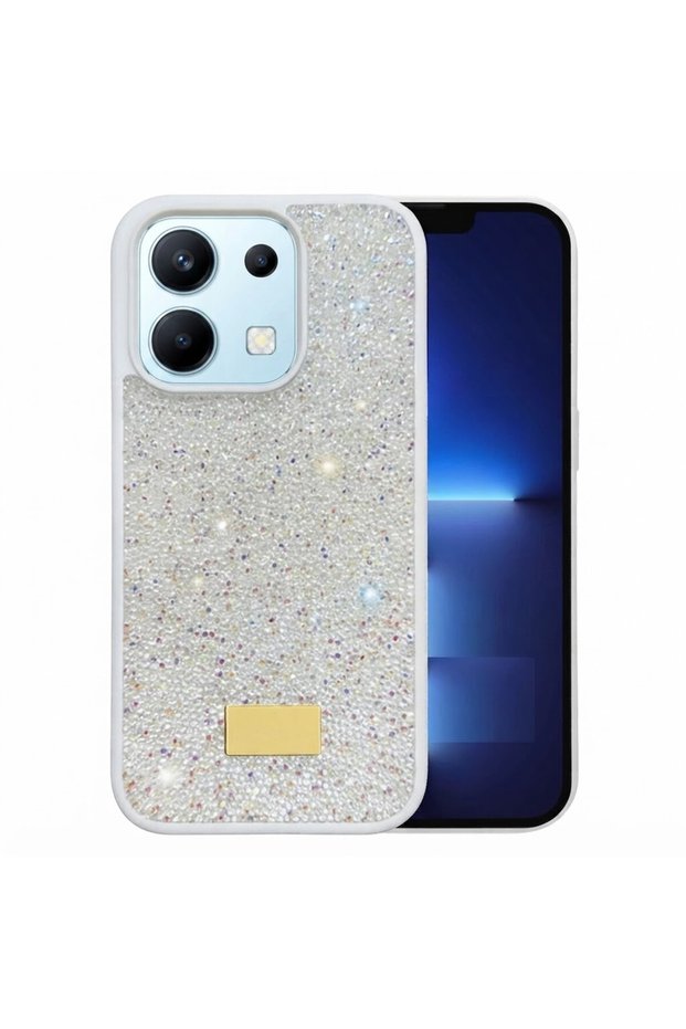 Infinix Hot 50İ Case with Silicone Edges and Shiny Lux Diamond Cover
