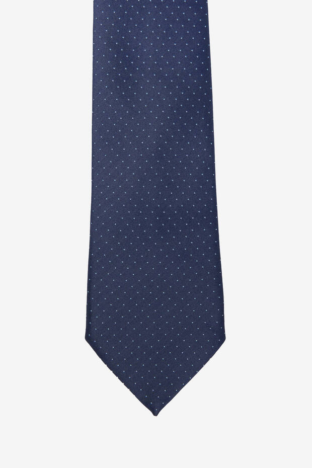 Men's Navy Blue Patterned Tie - 2