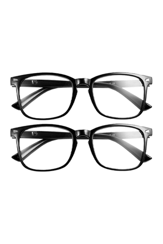 2Black 1/2/3/4/5PCS Elegant Simple and Stylish Geometric Glasses with Transparent Lenses Suitable fo