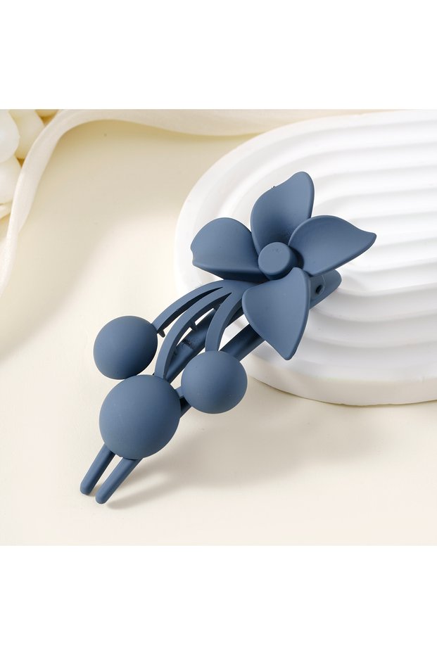 3 blue grey Frosted Flower Hair Clips Grab Matte Duckbilly Hair Claws Clamp Vintage For Women Girls