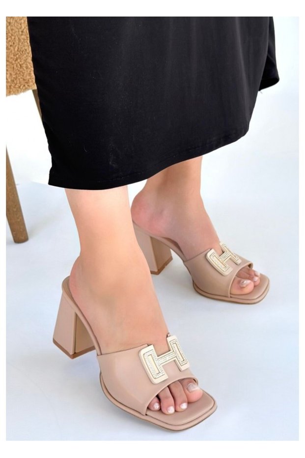 Bellamor Beige Skin Heeled Slippers - Stylish and Comfortable Daily Summer Women's Slippers