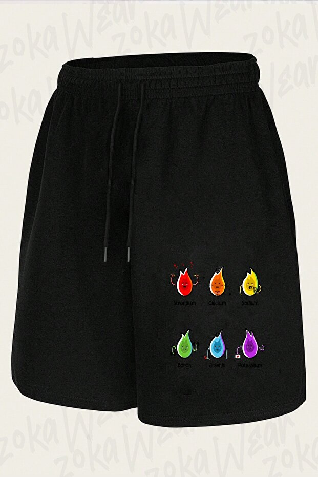 شورت مطبوع بتصميم علمي من Flaming Elements للجنسين