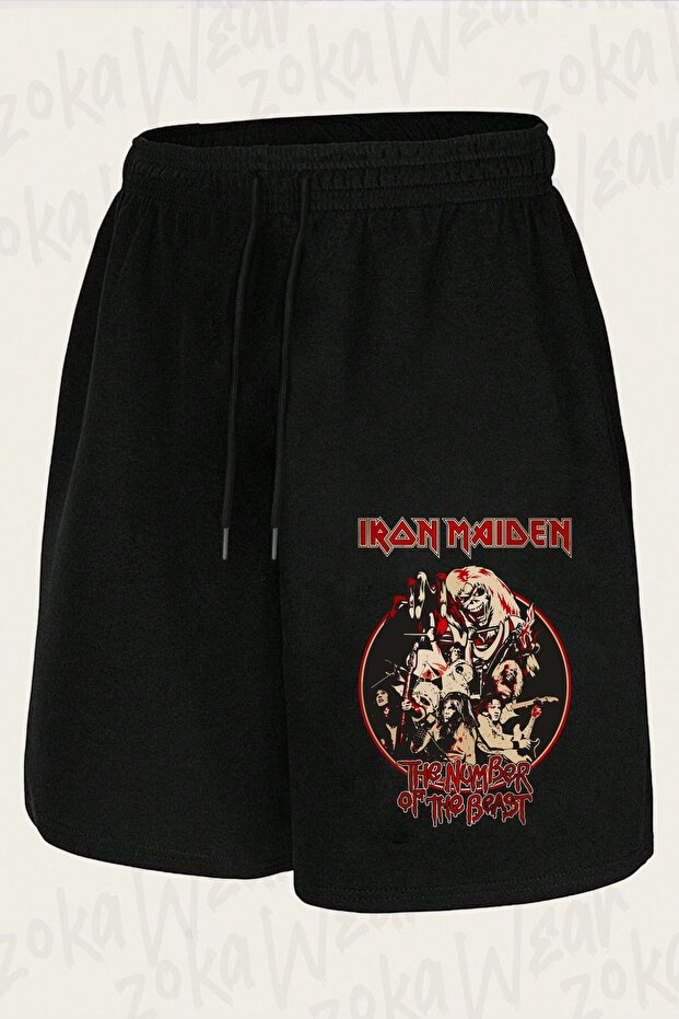Unisex Iron Maiden Number Design Printed Shorts
