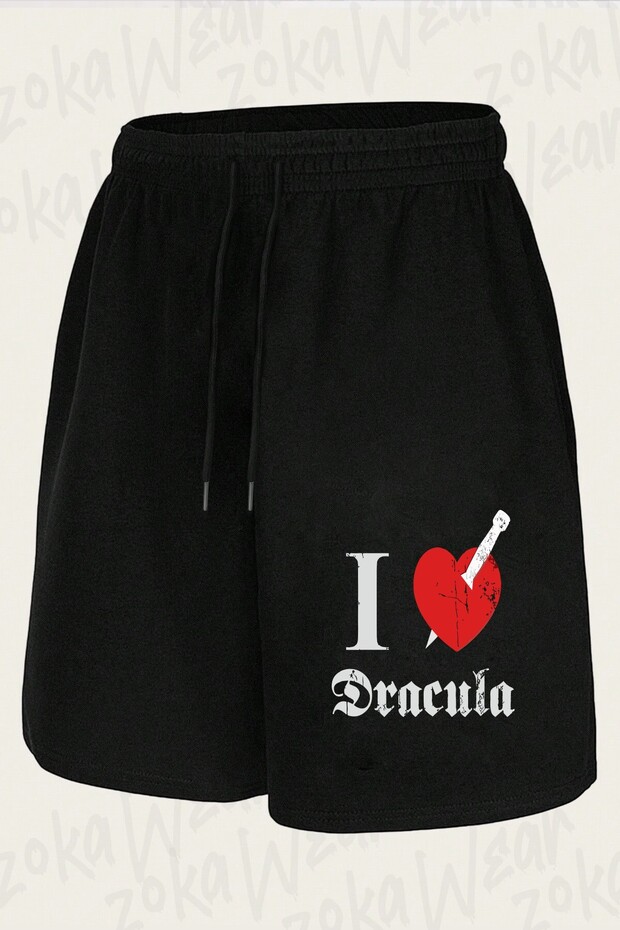 Unisex I Love (to Kill) Dracula (Whiteeroded) Design Printed Shorts