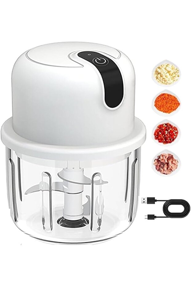 Electric Food Chopper Set, 300ML Mini Kitchen Food Processor, Portable Veggie Chopper, USB Rechargeable Vegetable Grinder and Blender