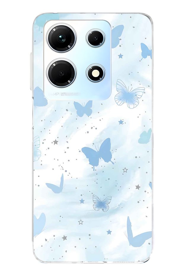 Infinix Note 30 Compatible Pastel Blue Butterfly Pattern Transparent Phone Case