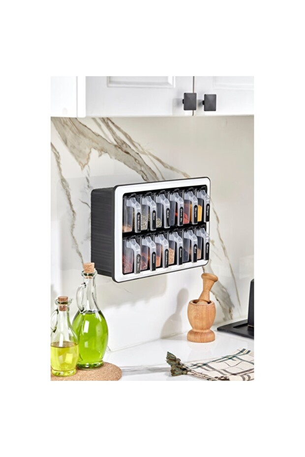 12-Piece Self-Adhesive Spice Rack Set with Stand, Stylish and Practical Use