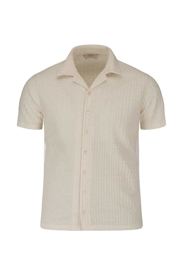 Ecru Regular Fit Apaş Collar Shirt