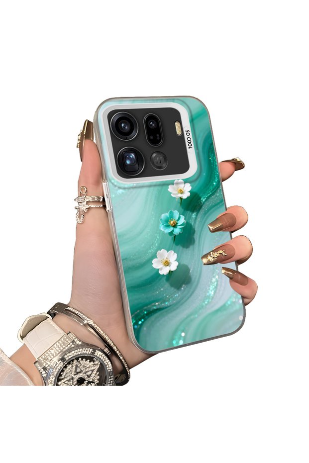 Oppo Find X9 Pro 5g Compatible Silicone Edge Hard Back Case Couple Phone Case with Floral Pattern