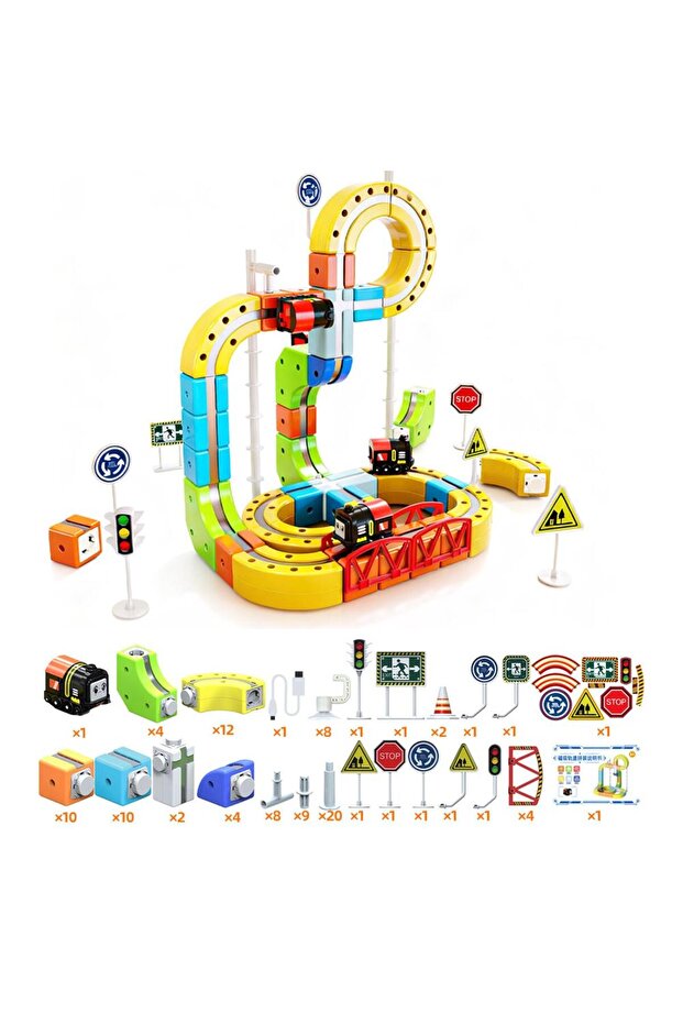 105pcs 51/81/123PCS Magical Track Train USB Rechargeable 3D Building Tracks Cube Rails STEM Educatio