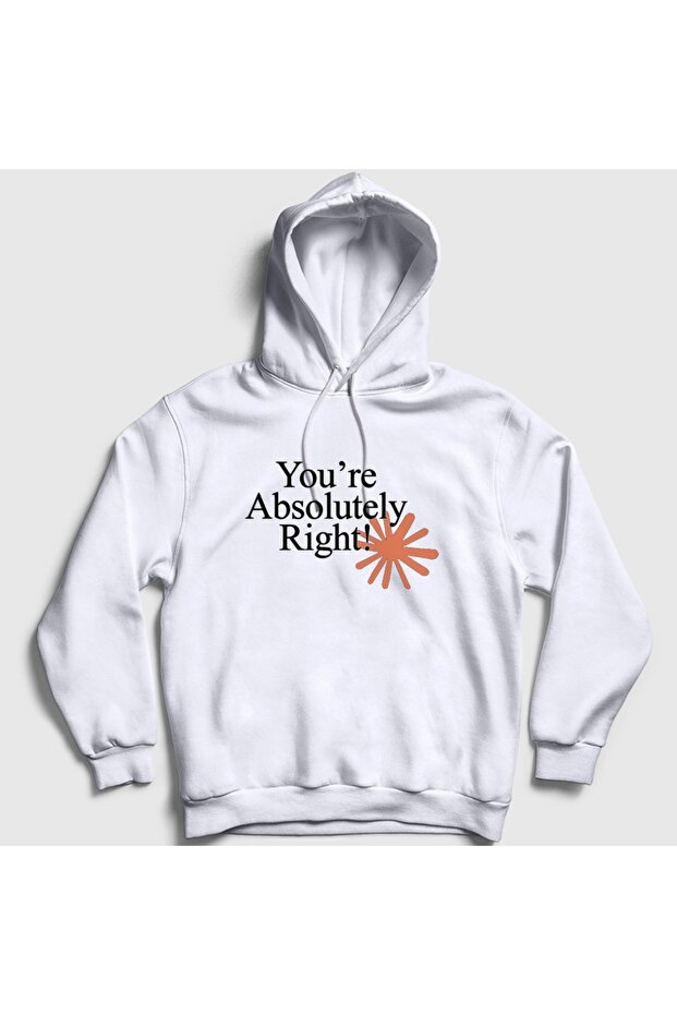 سويت شيرت بقلنسوة باللون الأبيض للجنسين من You're Absolutely Right Claude Code 614840tt