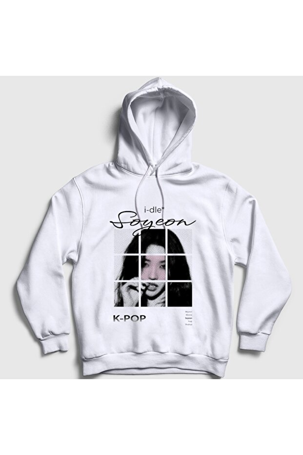 سويت شيرت بقلنسوة باللون الأبيض للجنسين من Soyeon K-Pop g i-dle 614245tt
