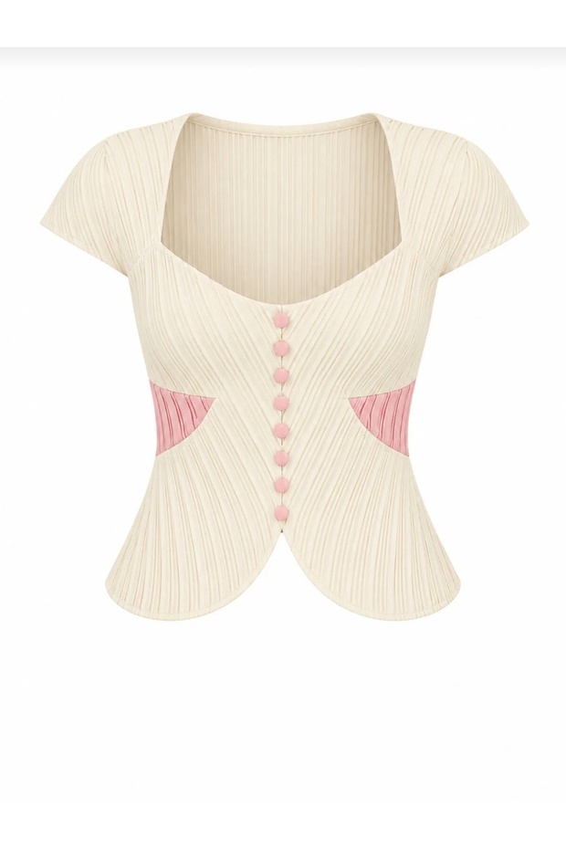 Contrast Detailed Corsage Look Blouse