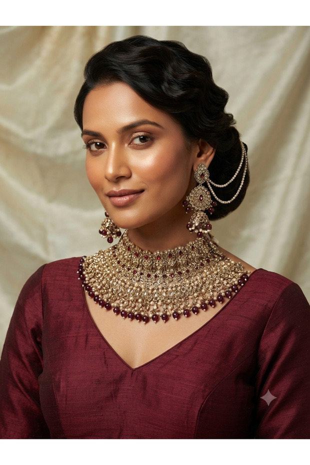 مجموعة مجوهرات براقة بتصميم هندي فريد