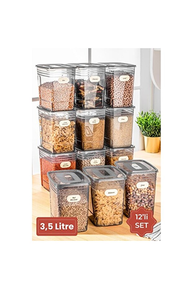 Set of 12 Mega Size Storage Containers, 3.5 Liters, Anthracite