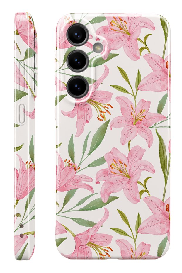 Samsung S25 Fe Pink Flower Protect Slim Glossy Full Cover Print Camera Protected Phone Case