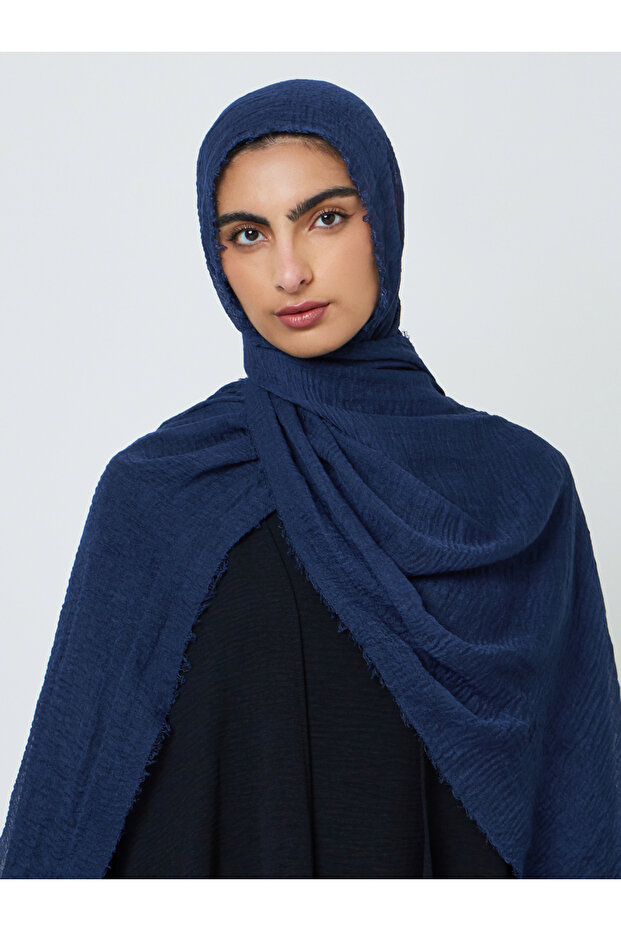 Navy Blue Textured Hijab