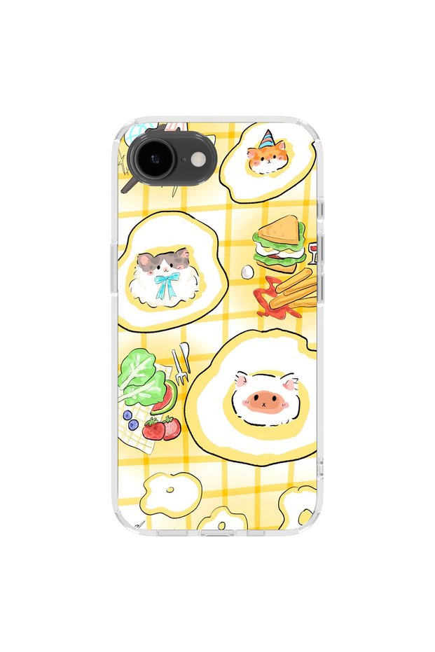 iPhone 17E Compatible Printed Transparent Phone Case |   Collection: Snacktoon Delight