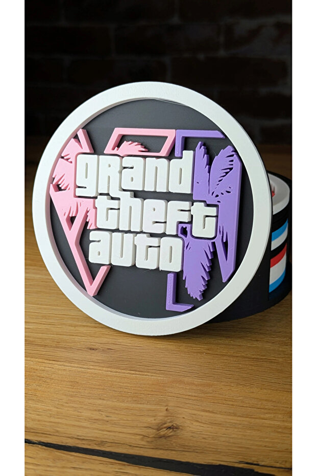 مجموعة مفارش أكواب بتصميم GTA VI - واقي طاولة زخرفي
