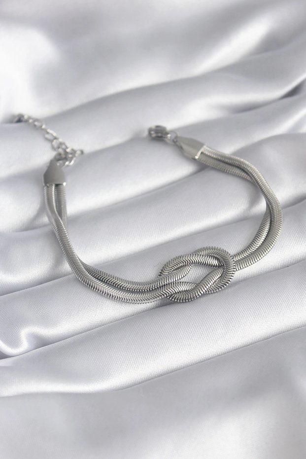 316L Steel Steel Silver Color Italian Chain Knot Model Women's Bracelet