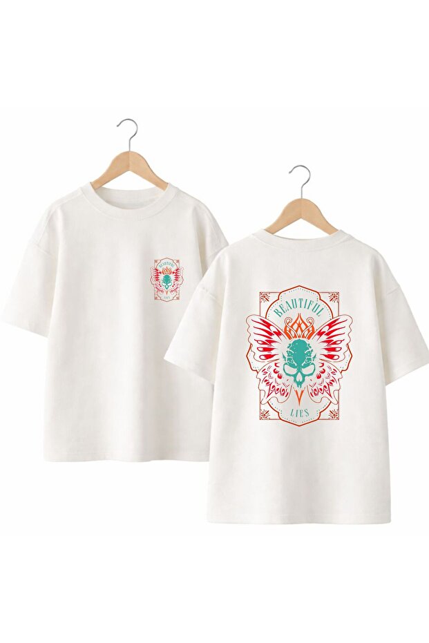 Beautiful Back and Front Chest Printed 100% Cotton Oversize Loose Regular Fit Crew Neck T-Shirt