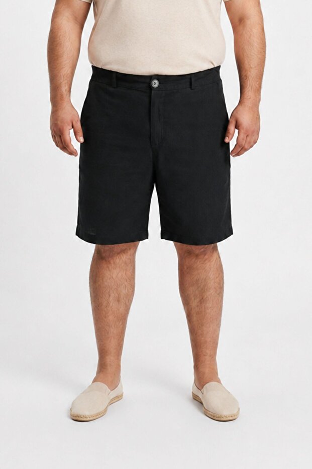 Relaxed Fit Men's Black Shorts 100% Cotton Plus Size S-12Xl
