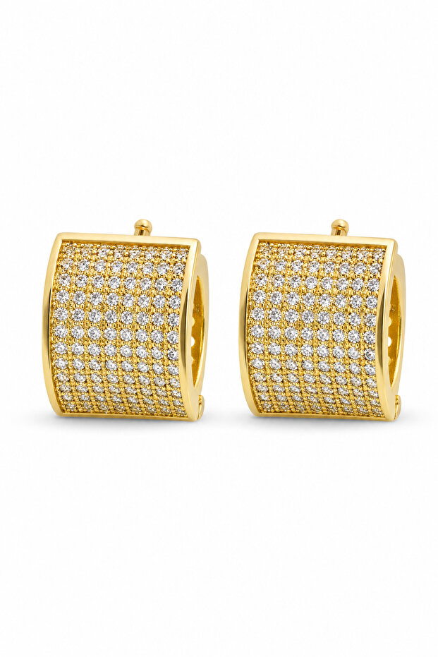 Stylish Yellow Color Zircon Stone Curved Rectangle Bijoux Earrings