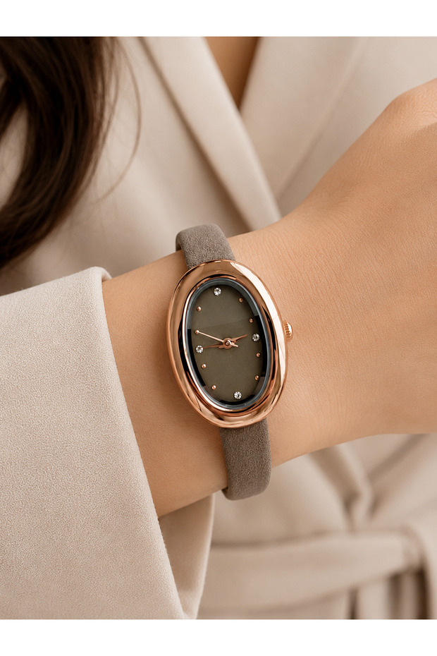 Women's Wristwatch with Brown Nubuck Leather Strap, Casual and Stylish Combination, Gift Boxed