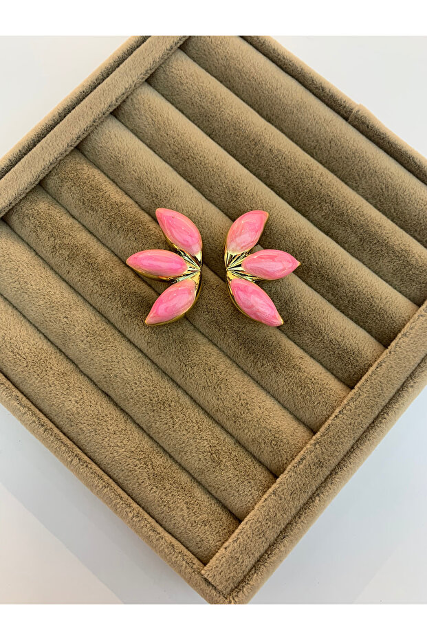 Flower Figured Set Earrings Pink