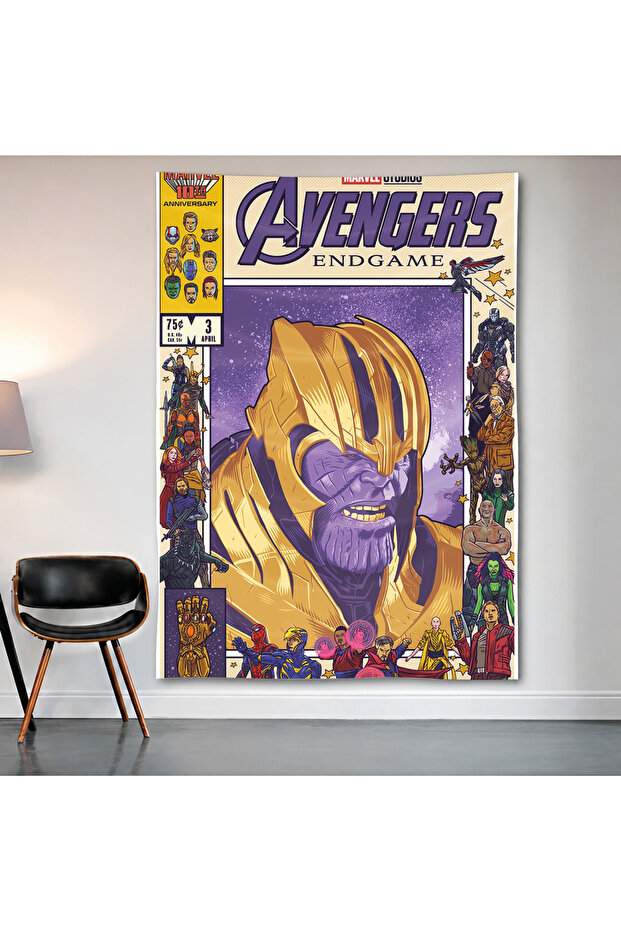 Avengers: Endgame Thanos Comic Cover Wall Cloth Wall Tapestry First Quality Satin Fabric Poster