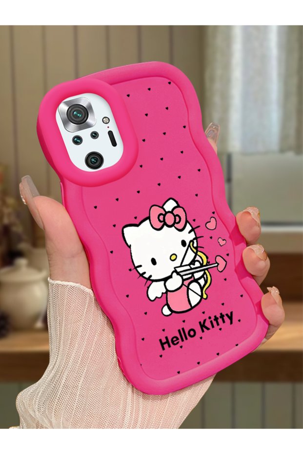 Redmi Note 10 Pro Compatible Case Camera Protector Red Silicone Couple Phone Case Kitty Pattern