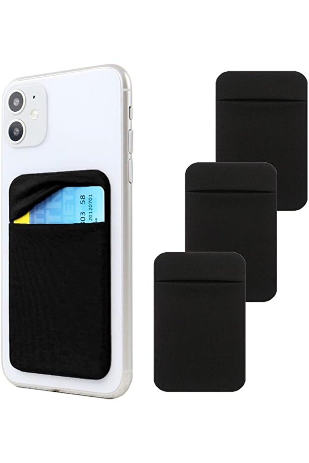 3Pack Adhesive Phone Pocket,Cell Phone Stick On Card Wallet,Credit Cards/ID Card Holder(Double Secure) with Self Sticker