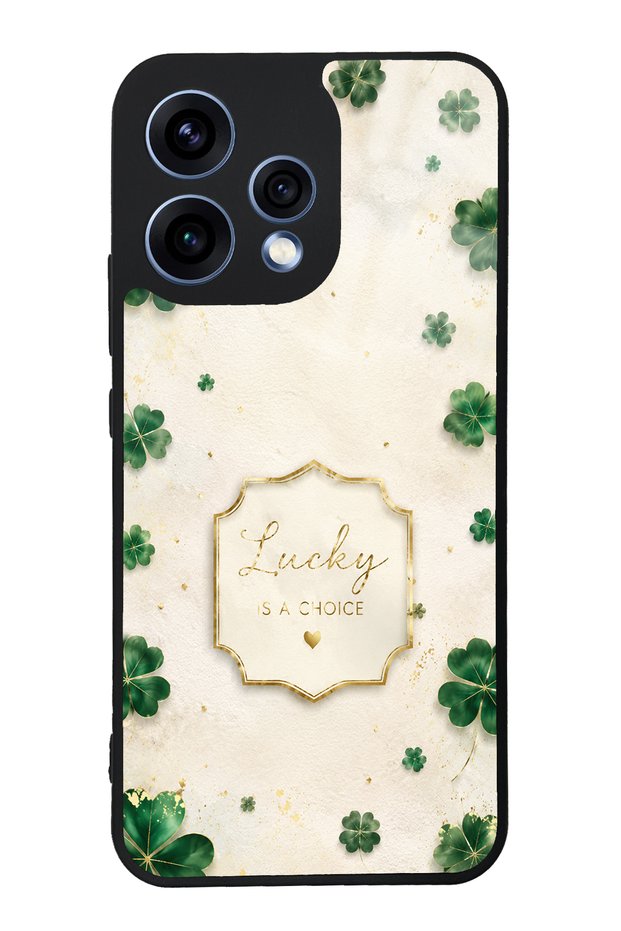 Oppo Reno 15 Ivory Lucky Clover Design Glossy Phone Case