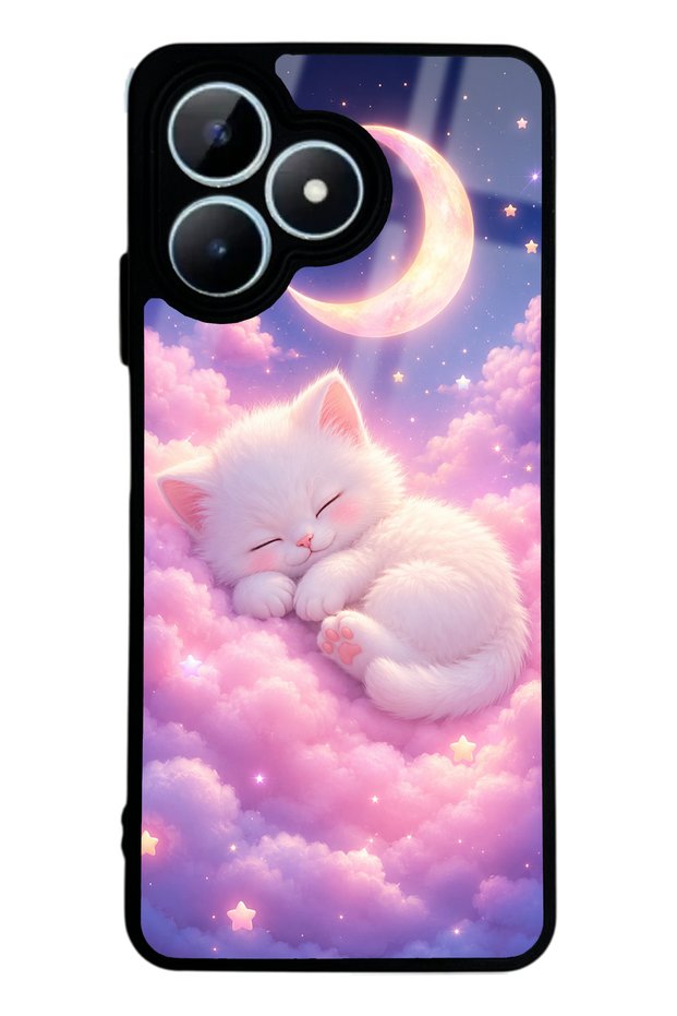 Realme Note 50 Moonlit Dream Kitten Design Glossy Phone Case