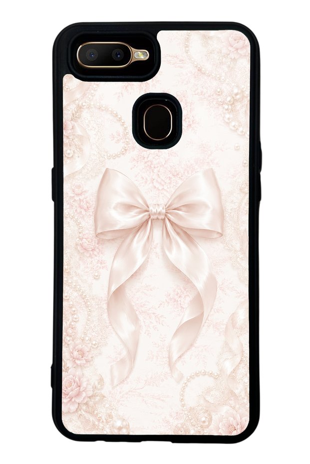 Oppo A5S Glossy Phone Case with Blush Pearl Bow Design