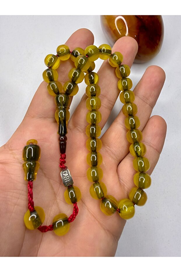 7,7/8,9 mm Muhammed Dabbas Crafted Ottoman Simile Stick Clamping Amber Prayer Beads