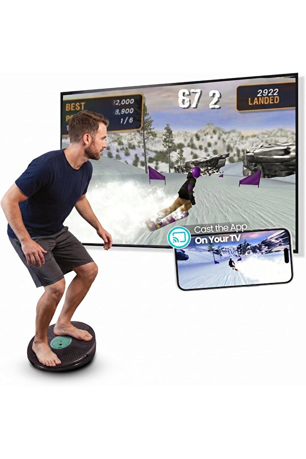 GoBalance Board - App-Enabled Balance Board. Smart Bluetooth Sensor, 12 FREE Interactive Games - Fun, Balance Training and Home Gym Workout! Boost Coordination & Strength for Teens and Adults