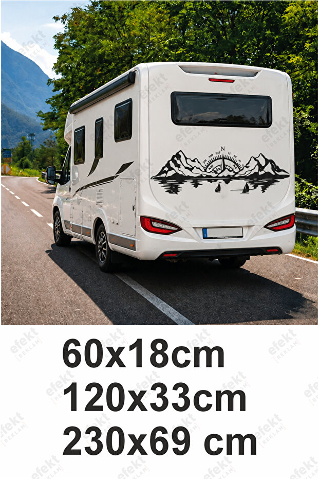 Sea Mountain Forest Nature Scenic Compass Caravan Sticker Set