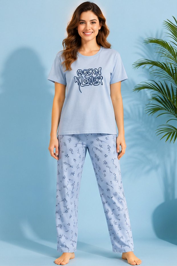 Girls Printed Pyjama Set Short Sleeve