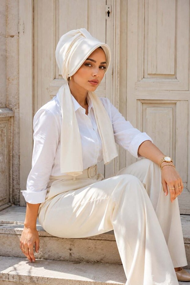 Ecru Scarf and Hat Bonnet