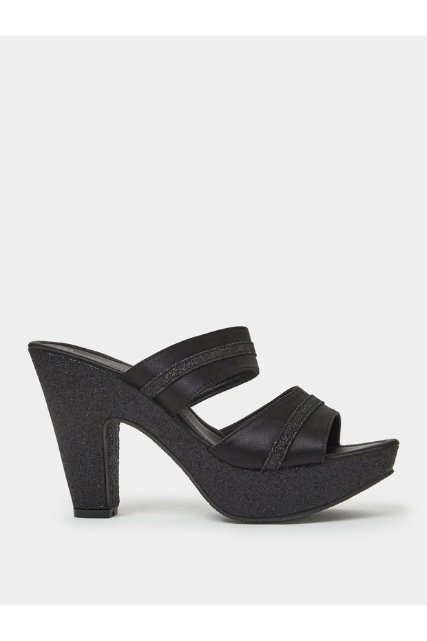 Black Double Strap Platform Mules