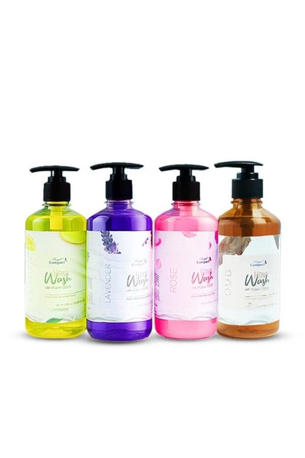 Compact Hand Wash Set, 4 x 500 ml – Lemon, Lavender, Rose, Oud