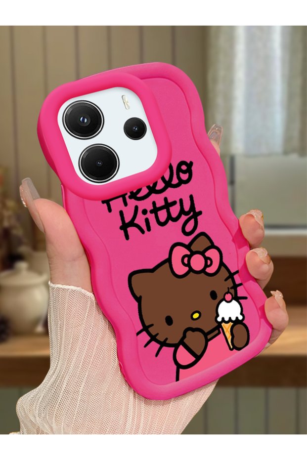 Redmi Note 14 4g Compatible Case with Camera Protector Red Silicone Couple Phone Case Kitty Pattern