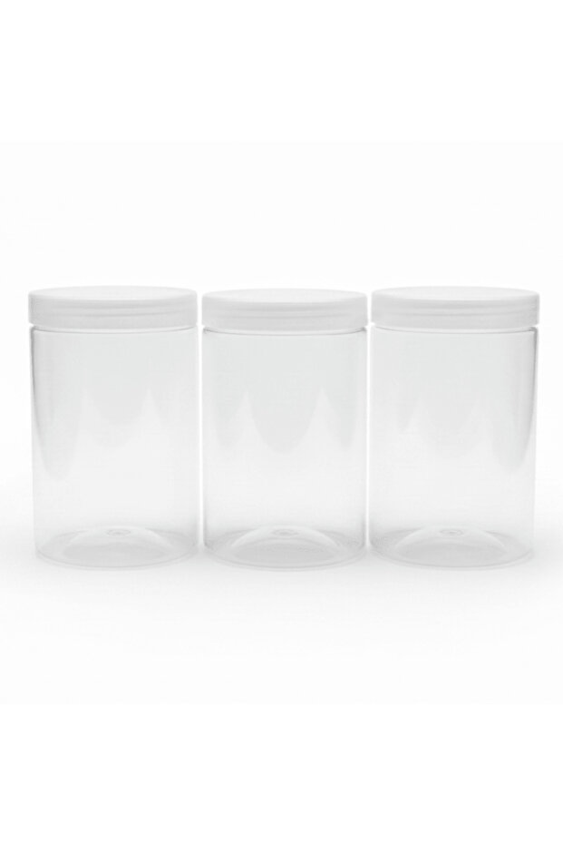3-Piece Clear Plastic Storage Jar Set - 750 ml - 8.5 × 14 cm