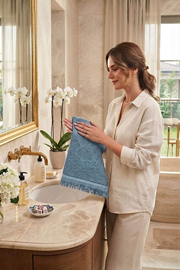 Hand and Face Towel 50X90 cm Fringed Estelle