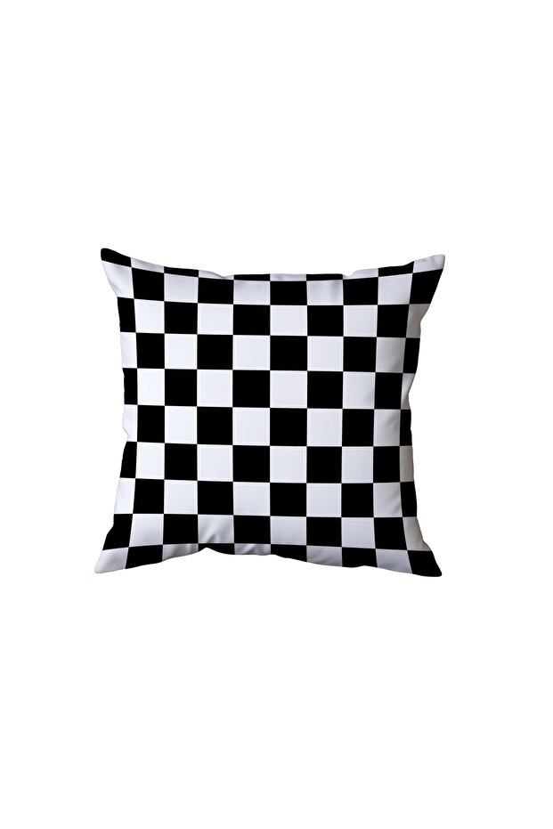 Black and White Square Patterned Pillow, Gift