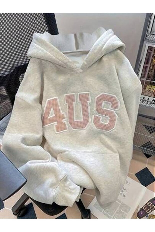 Unisex Front Graphic Printed Hooded Kangaroo Pocket 3-Thread Combed Cotton Sweatshirt