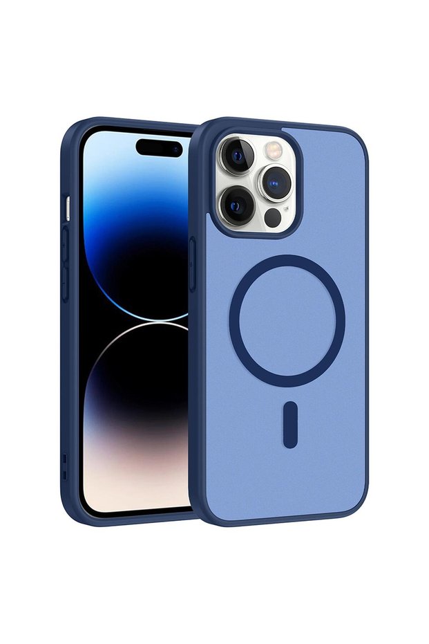 Apple iPhone 14 Pro Compatible Case Magsmoke Neo Navy Blue